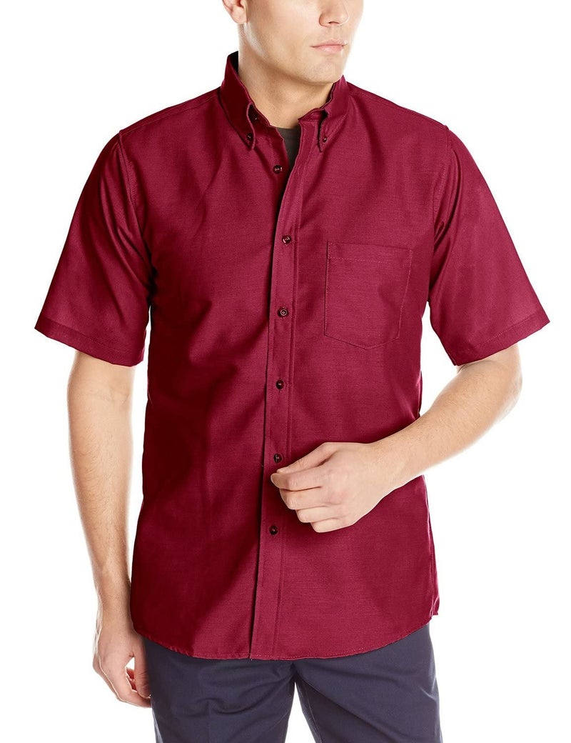 Red Kap Men's Size Poplin Dress Shirt, Stain and Wrinkle Resistant, Short Sleeve, Burgundy, 2X-Large/Tall - Image 2